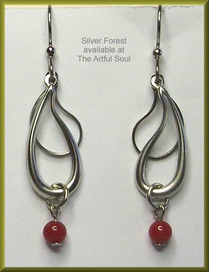 Silver Forest Pink Dot Drops Earrings