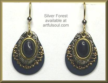 Silver Forest Black & Blue Earrings