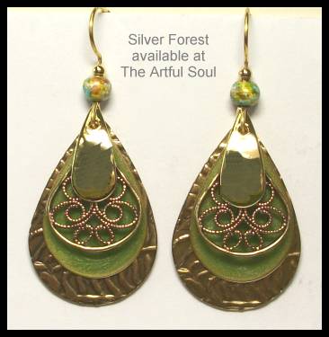 Silver Forest Big Green Brass Earrings