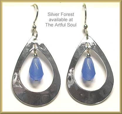 Silver Forest Blue in Silver Frame Earrings