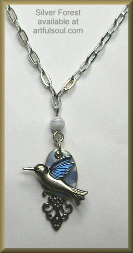 Silver Forest Hummingbird Necklace