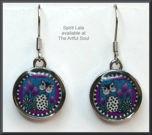 Spirit Lala B&W Cat Circle Earrings