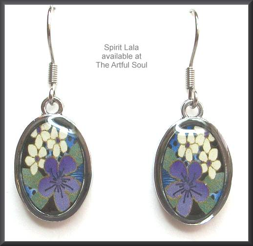 Spirit Lala Purple Flower Oval Earrings