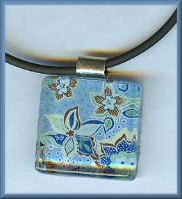 Spirit Lala Paisley Blue Flower Pendant on Silver Chain