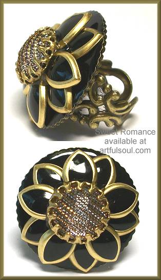 Sweet Romance Ollipop Black Starflower Ring