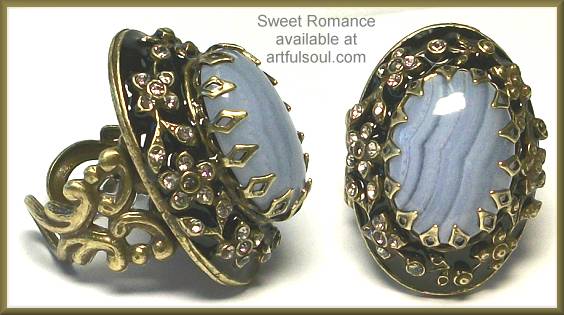 Sweet Romance Ollipop Blue Agate Victorian Ring