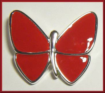 Simon Sebbag Red Enamel Butterfly Pin