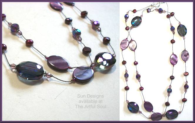 Sun Designs Purple Long Knotted Necklace
