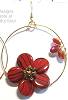 Sun Designs Red Flower Loop Earrings