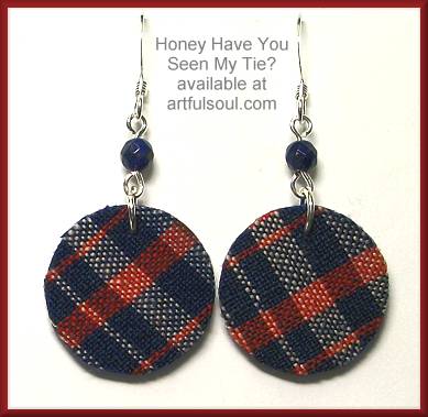 Honey Have You Seen My Tie? Navy/Red Plaid Earrings