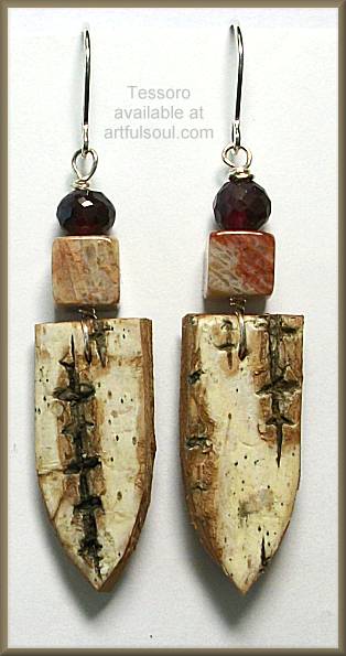 Tessoro Fossil Coral Birch Bark Earrings