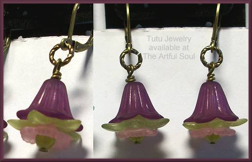 Tutu Flower Earrings Purple/Green/Pink