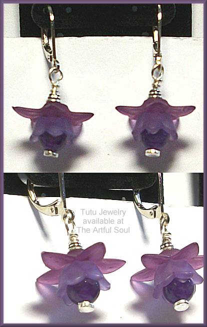 Tutu Flower Earrings Purple