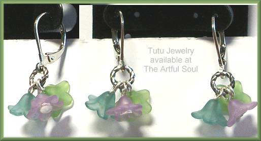 Tutu Flower Earrings Teal/Lavender/Green