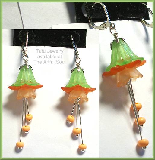 Tutu Flower Earrings Lime/Orange