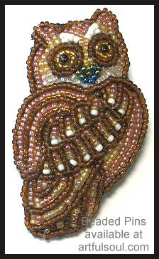 Beaded Owl Pin