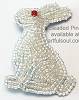 Beaded White Rabbit Pin