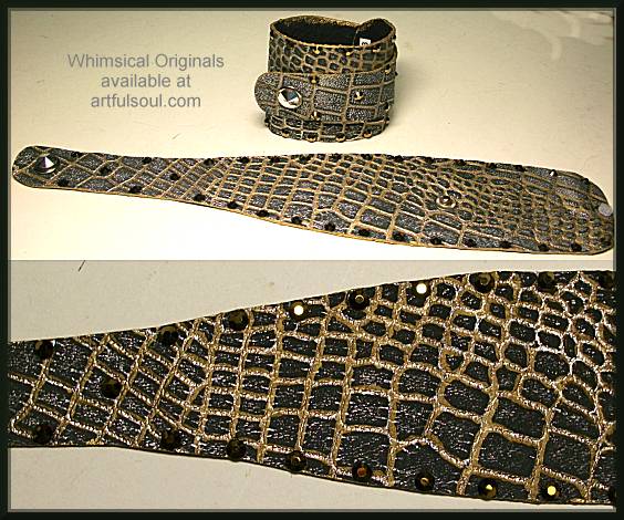 Whimsical Originals Gold/Gray Croco Wrap Cuff Bracelet