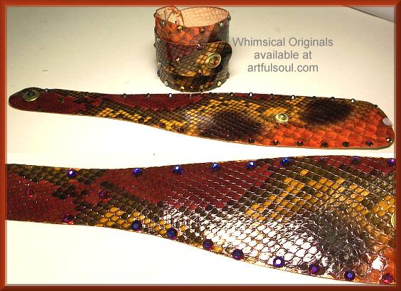 Whimsical Originals Red Python Multi Wrap Cuff Bracelet