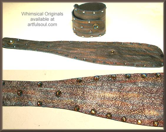 Whimsical Originals Aqua Brown Metallic Wrap Cuff Bracelet