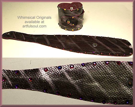 Whimsical Originals Burgundy Snake Wrap Cuff Bracelet