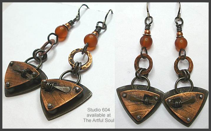 Studio 604 Triangle Tornado Copper Earrings