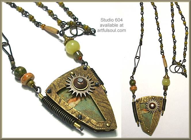 Studio 604 Brass/Iron Waves Landscape Necklace