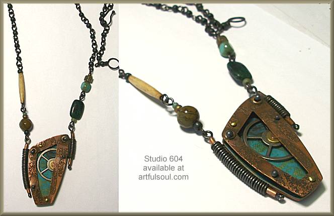 Studio 604 Copper/Iron Damask Wheel Necklace