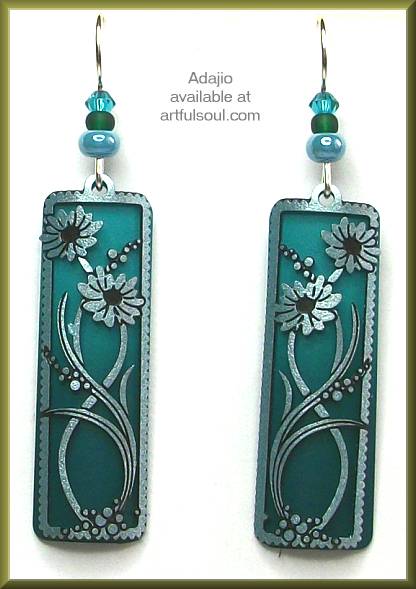Adajio Teal Daisies Overlay Earrings