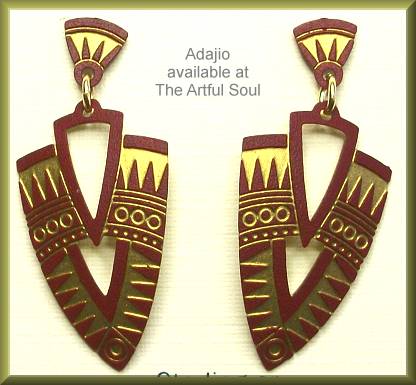 Adajio Burgundy/Gold Deco Earrings