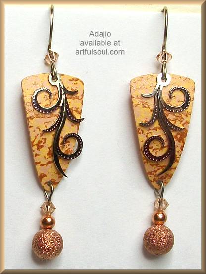 Adajio Marbled Peach Scroll Earrings