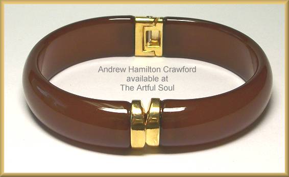 AHC Hinged Vermeil Bangle-Brown Resin