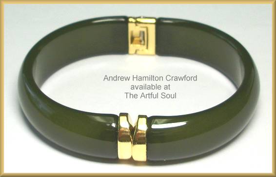 AHC Hinged Vermeil Bangle-Olive Resin