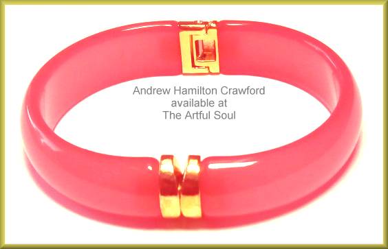 AHC Hinged Vermeil Bangle-Pink Resin