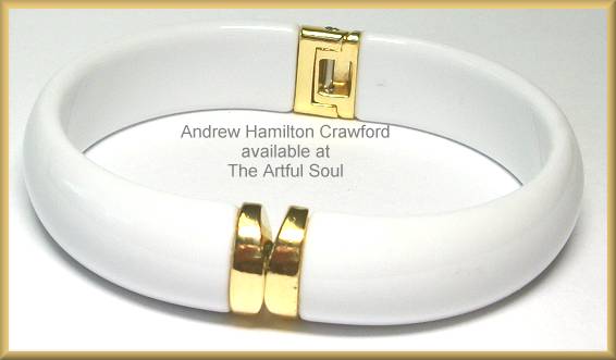 AHC Hinged Vermeil Bangle-White Resin