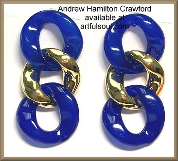 AHC Vermeil Resin Link Earrings-Royal Blue