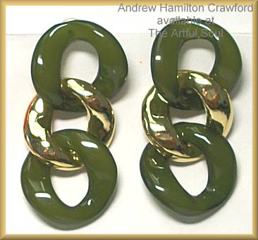 AHC Vermeil Resin Link Earrings-Olive