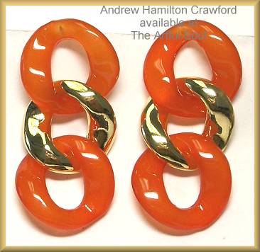 AHC Vermeil Resin Link Earrings-Orange