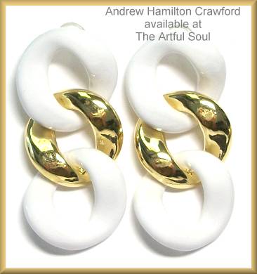 AHC Vermeil Resin Link Earrings-White