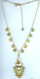 Amethysts Chandelier Necklace with Green Garnet