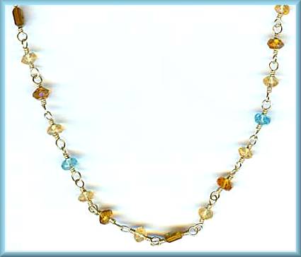 Amethysts Apatite Citrine Necklace