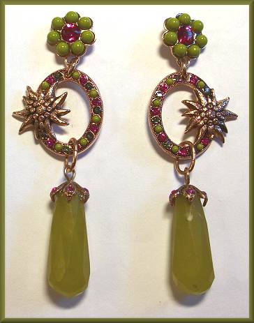 Amaro Olive Rose Starburst Earrings