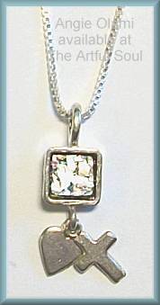Angie Olami Roman Glass Cross & Heart Pendant
