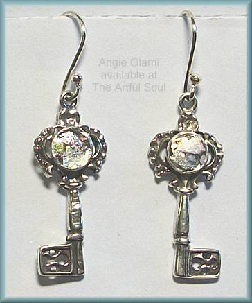Angie Olami Roman Glass Key Earrings