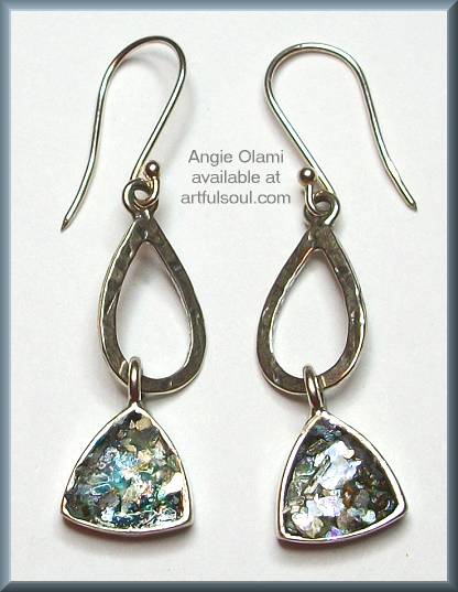 Angie Olami Tear and Drop Roman Glass Earrings