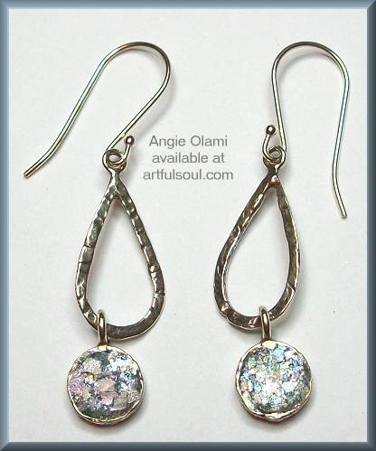 Angie Olami Tear and Drop Roman Glass Earrings