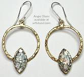 Angie Olami Brass Ring Roman Glass Earrings
