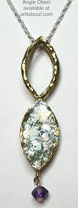 Angie Olami Brass Roman Glass Necklace