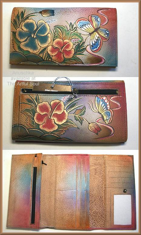 Anuschka Hibiscus Antique Multi-Pocket Wallet/Clutch