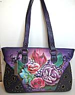 Anuschka Lush Lilac Twin Top Studded Shopper Bag